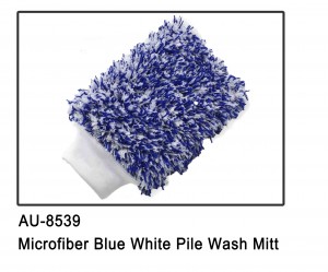 Microfiber Blauw Wit Stapel Washandschoen